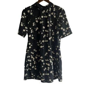 Women's BCBGeneration Black Floral Collared Short Sleeve Dress